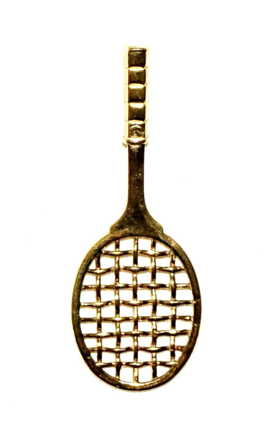 Vintage 14K Yellow Gold Tennis Racket Motif Pendant Charm (TaE)#77