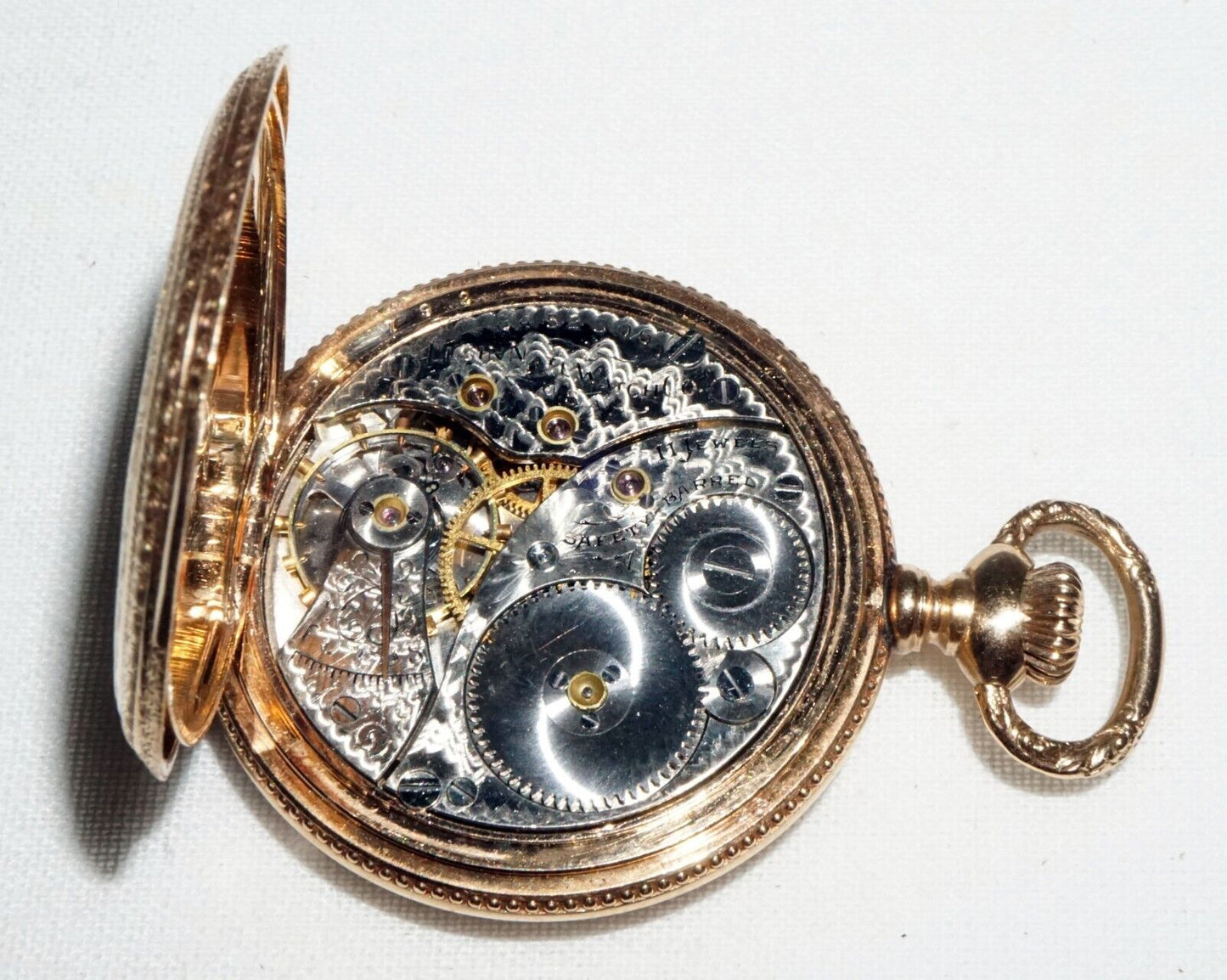 1900 US 14k Yellow Gold Full Hunter Ladies Pocket Watch w. Diamond Elgin (GeB)#3