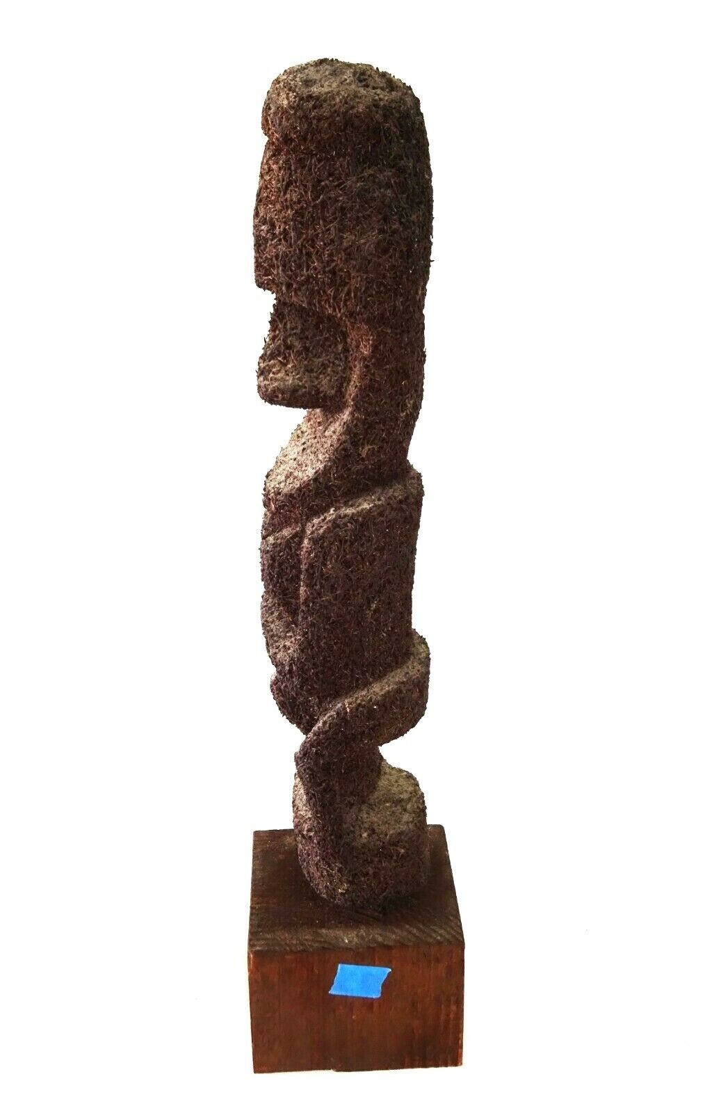 Pacific Vanuatu Tree Fern Carved Tiki Moai Female Figure on Stand (ScD)