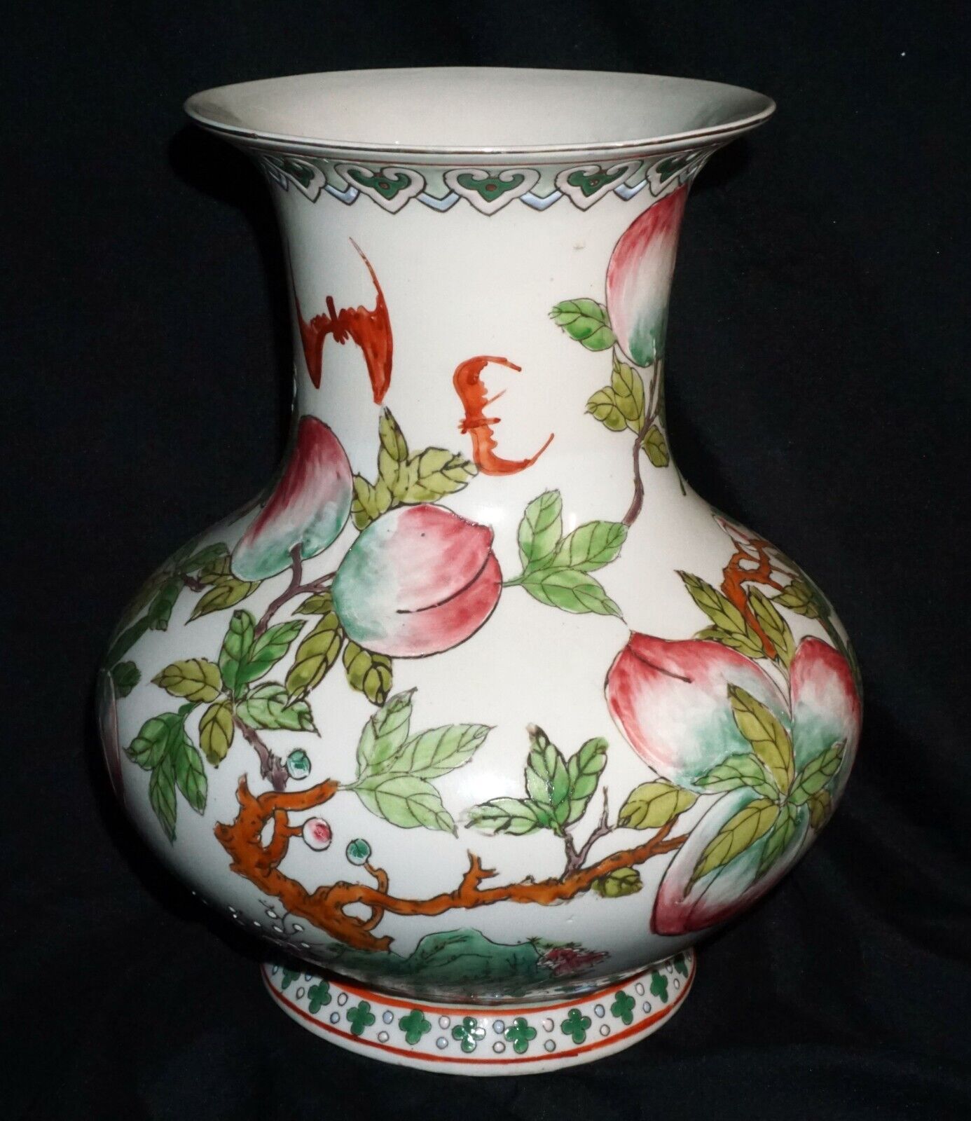 Chinese Pottery Vase w Peach Branch Motif in Enamels w. Yongzheng Mark (ChT) IC