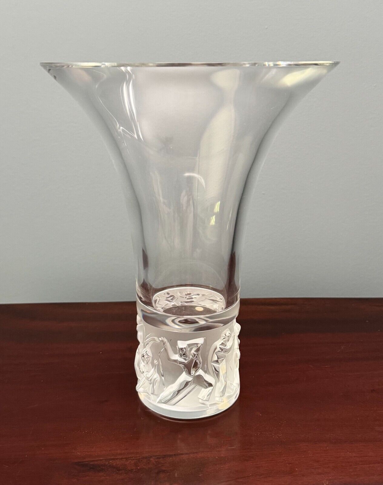 Vintage French Lalique Crystal Jazzy Vase w Tulip-Shaped Rim (InS)