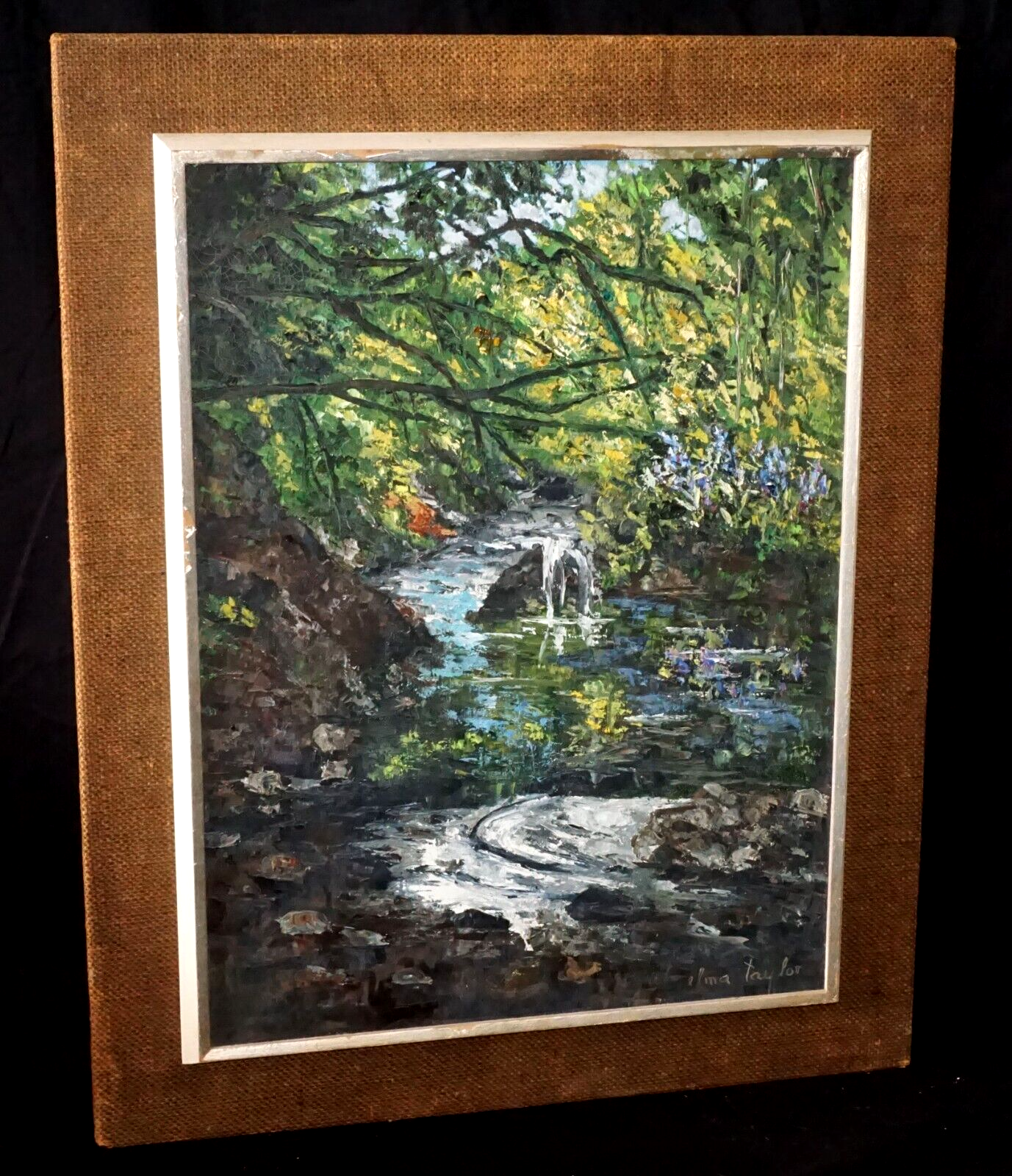 1970s Hawaii Oil Painting "Stream & Foliage" by Elma Taylor (1900 - 1992) (InS)