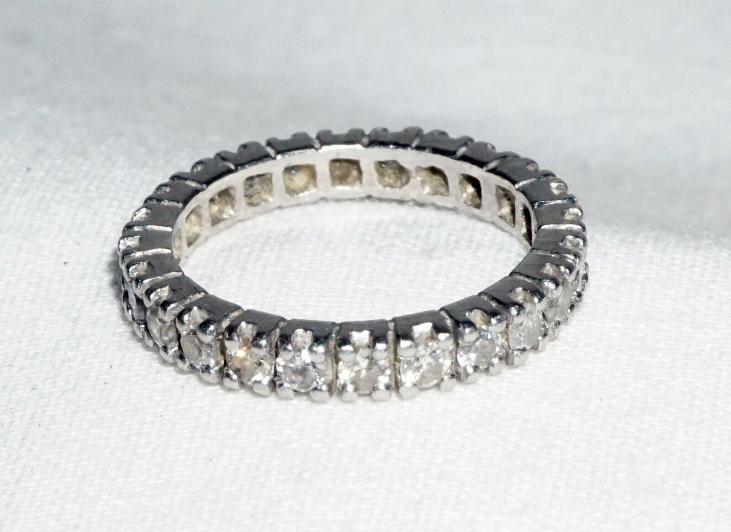 Vintage Platinum Full Eternity Wedding Band Ring Sz.5.25 w. 24x Diamonds (---)