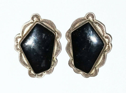 S.W. Navajo Sterling Silver & Onyx Earrings by Frank & Brihilda Coriz (WMH)21-1