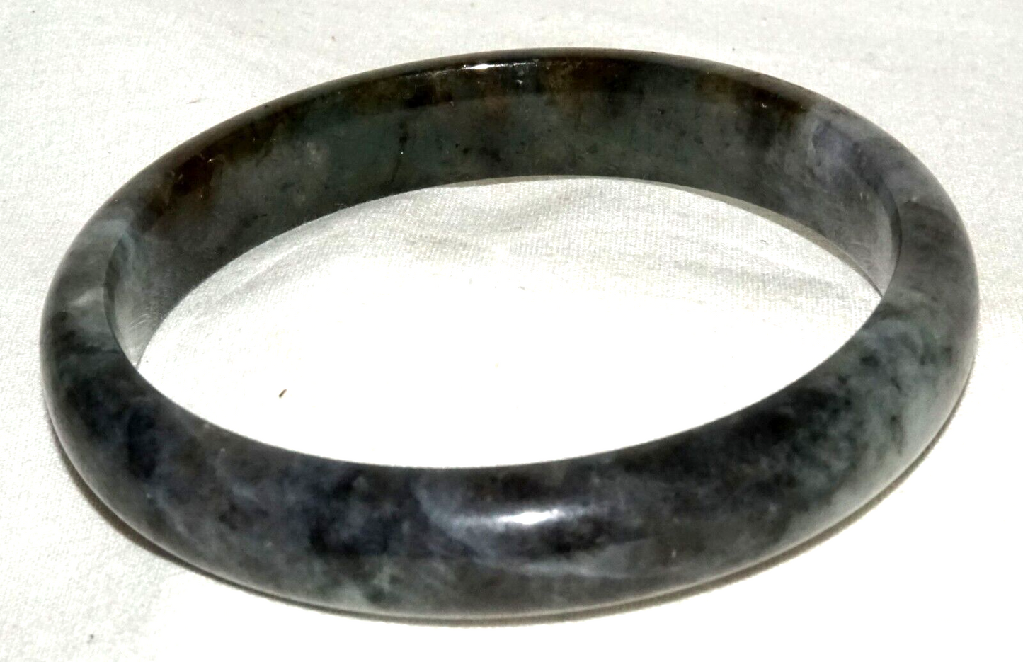 Vintage Chinese Grey & Dark Green Jadeite Jade Bangle Bracelet (InS)#L3