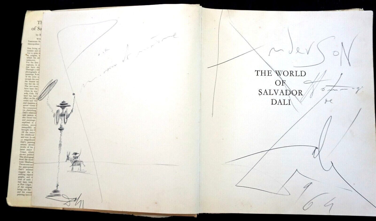 '60s Original Pen & Ink Drawing in a Book of Don Quixote by Salvador Dali (WaG)