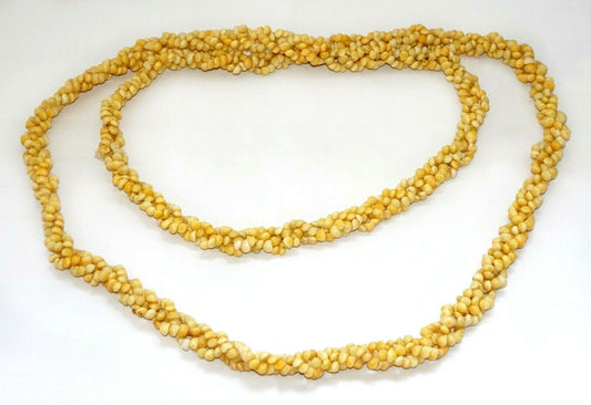 Vintage Pacific 3x Single Strand Braided Yellow Mini Shell Lei Necklace (CuM)