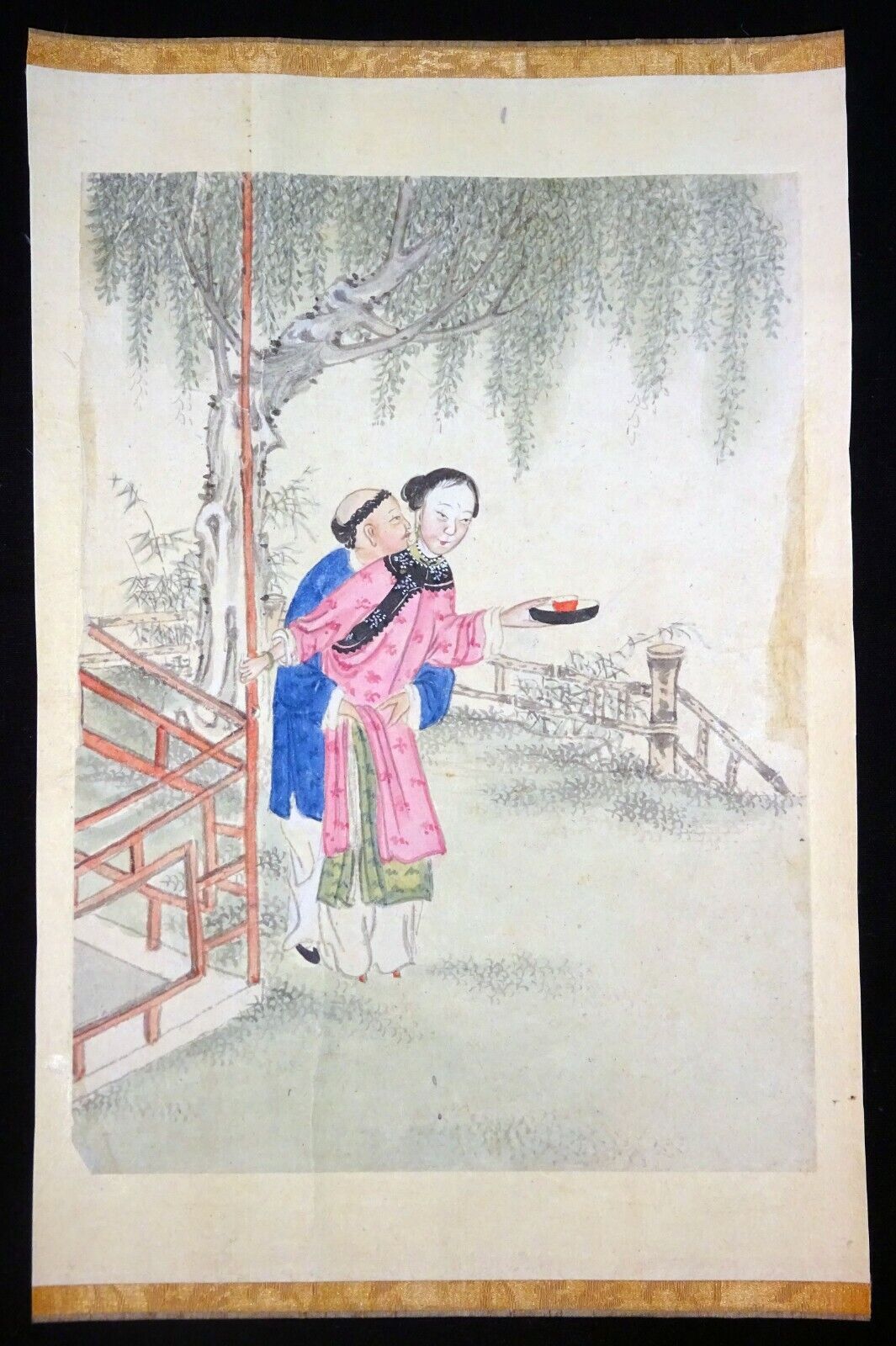 19C Chinese Erotic Pillow Color Paintings for Newly Married Couple (SoM)#10