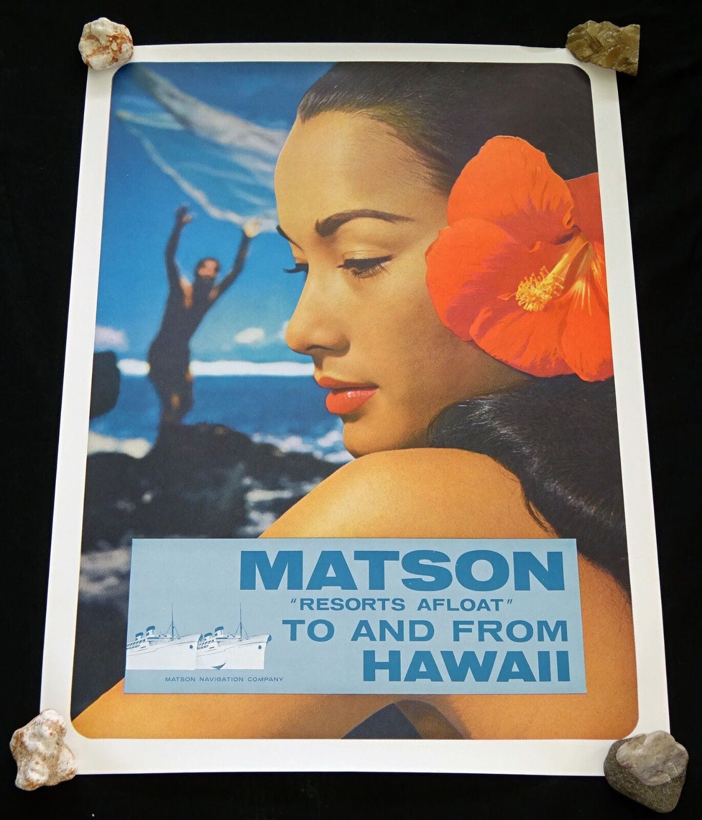 1960s Original Hawaii Matson Resorts Afloat to & from Hawaii Poster (HoT)#50