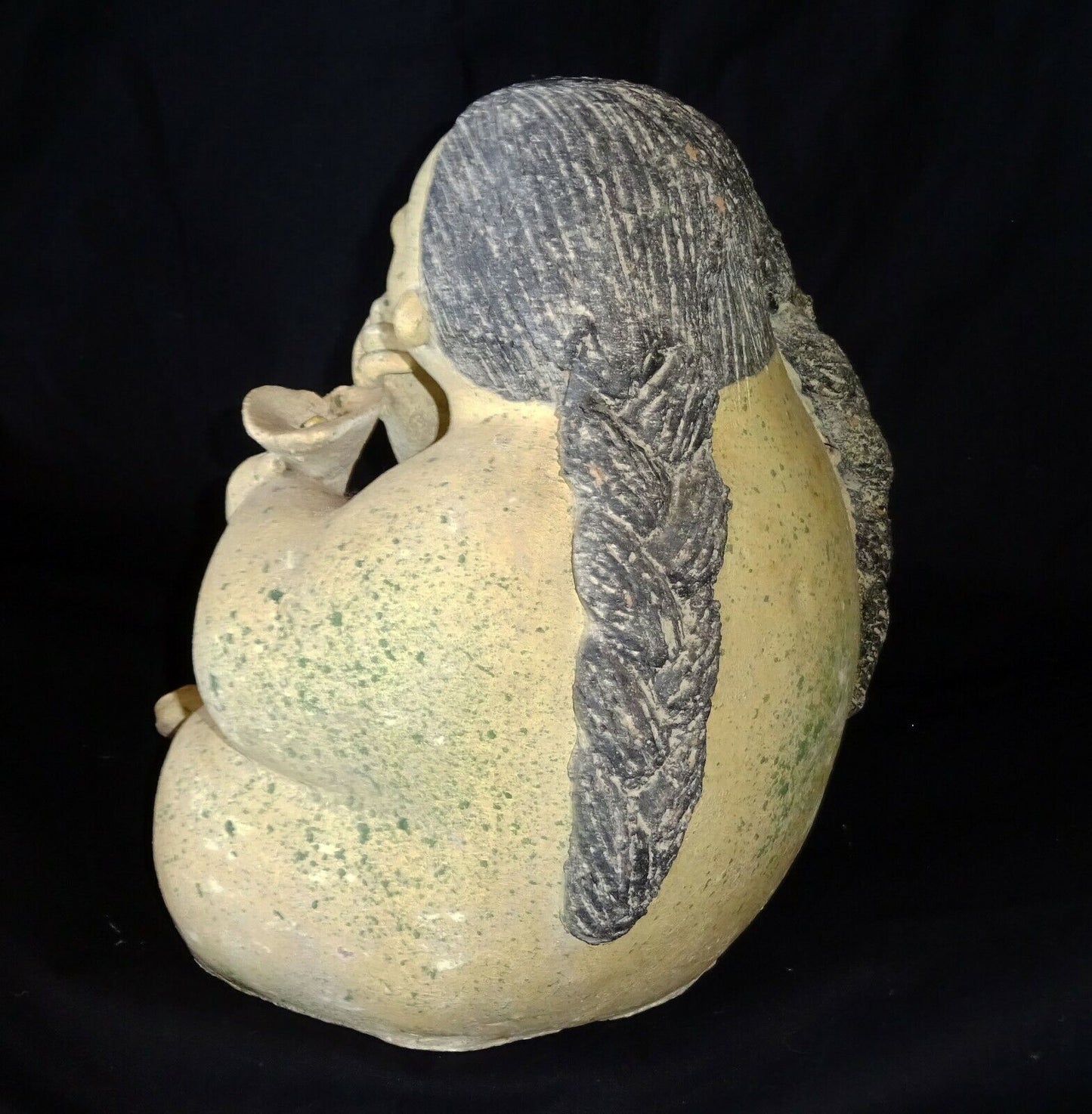 Vintage Pottery Sculpture Seated Voluptuous Girl Fernando Botero-esque (DoC)