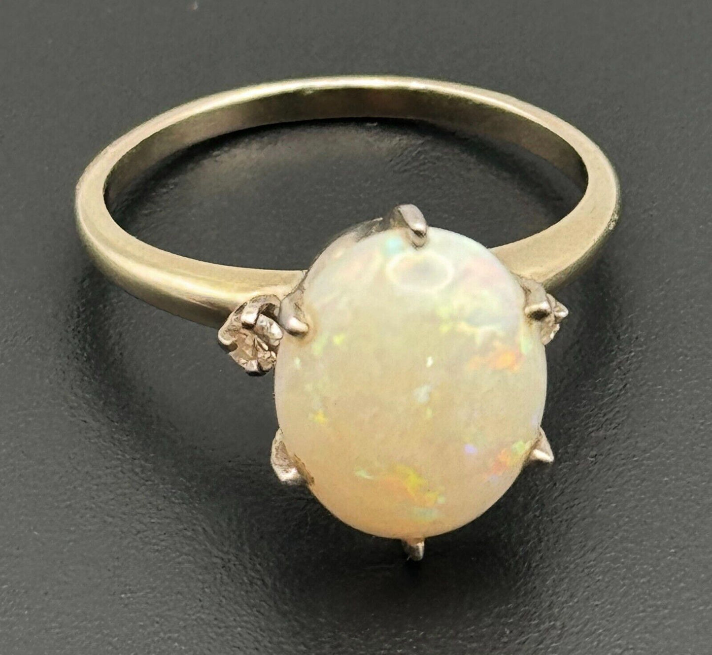 Vintage 14k Champagne Gold Ring w Opal Cabochon Sz.8.25 (NeW)