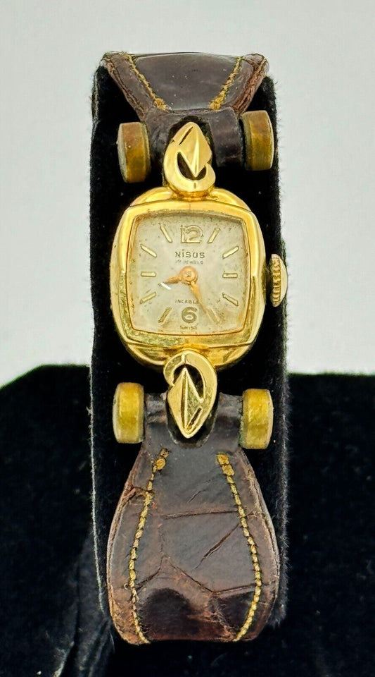 Vintage Swiss 14k Yellow Gold Nisus 17 Jewel Mechanical Watch (HoJ)