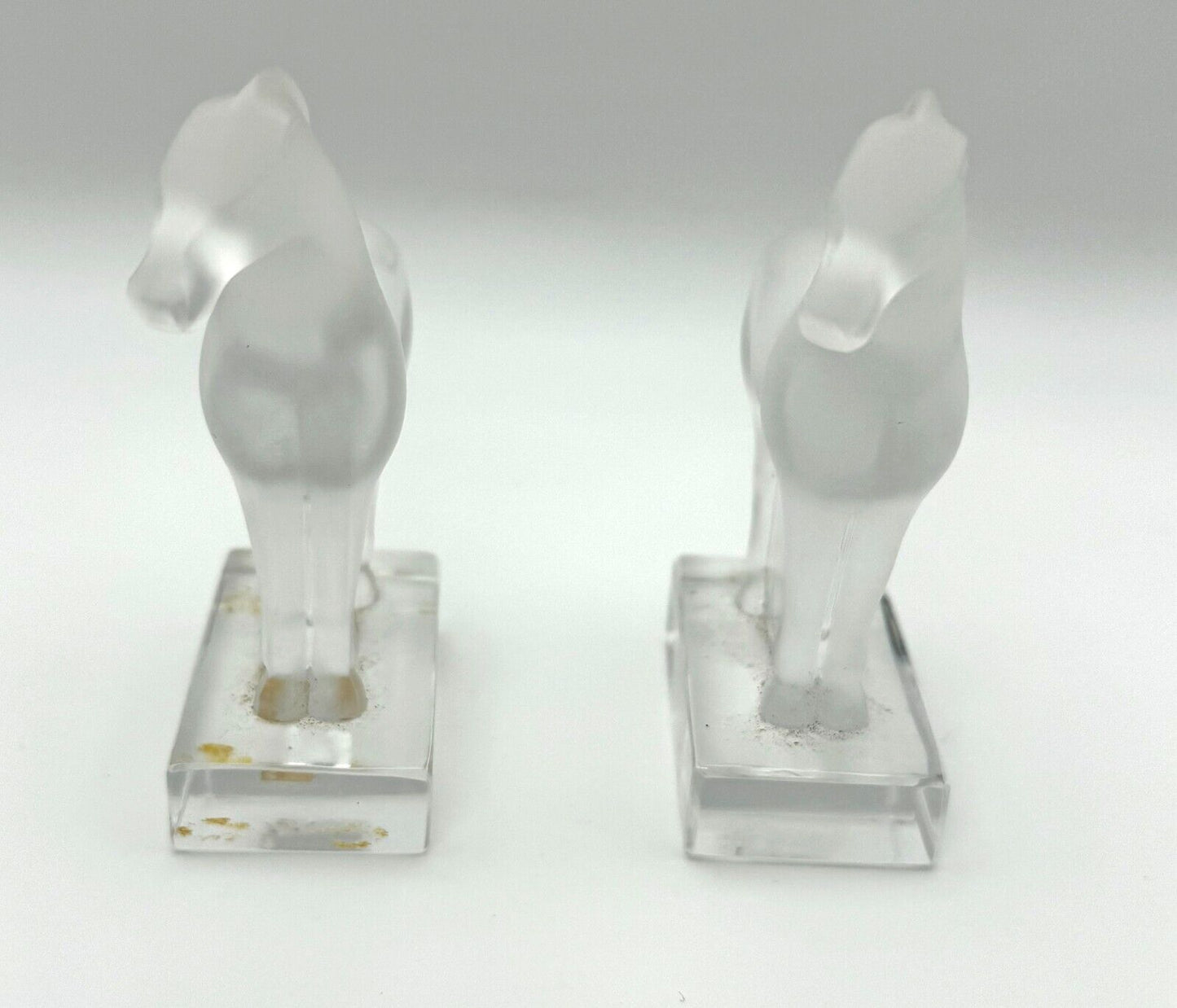 Set of 2 Vintage French Lalique Frosted Tang Horse Figurines (TuC)