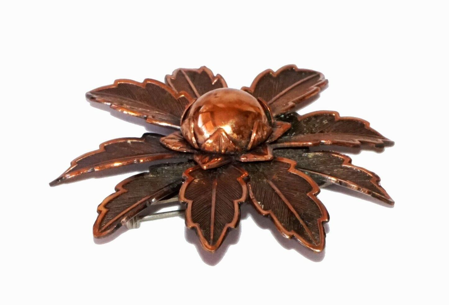 1950s US Copper Flower Motif Brooch Pin by Copper Bell Brand (Hod)