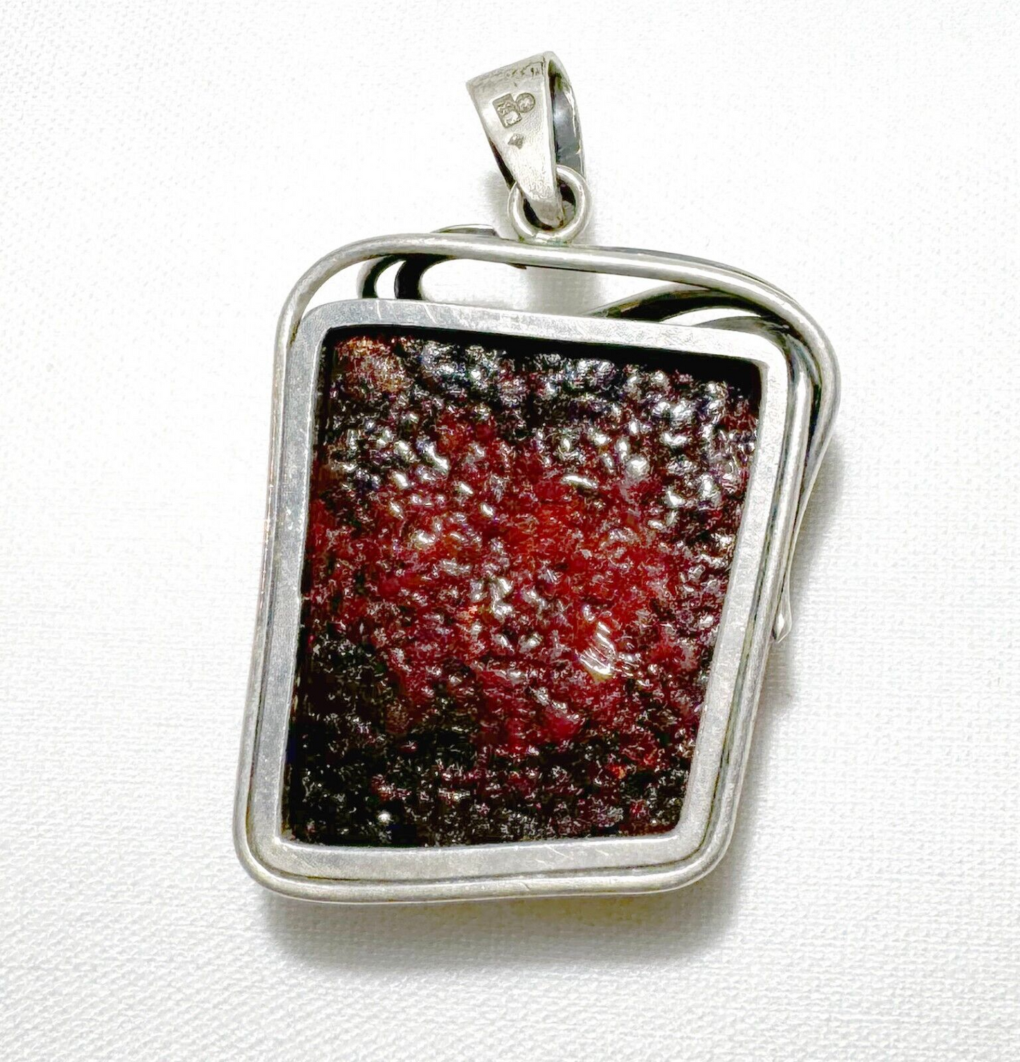 Vintage Modernist Sterling Silver Pendant with Baltic Amber Accent (LoC)22