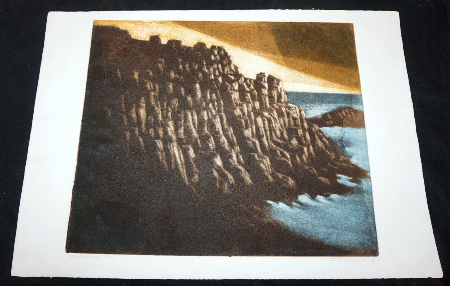 1960s California Litho Print 10/50 "Land's End" by Francis Robert Jr Kelly (Mod)