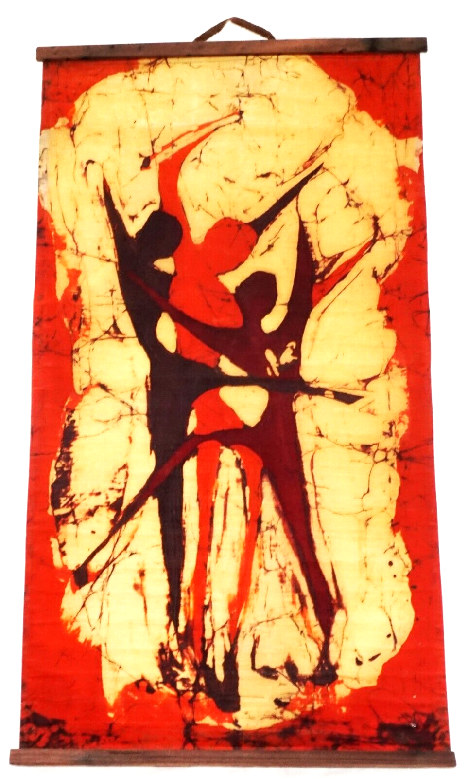 Mid-Century Batik painting on Fabric Three Dancers by unknown artist (LHa)