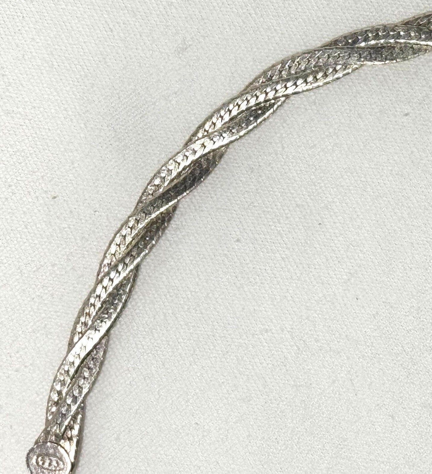 Sterling Silver 925 Braided Link Necklace with Lobster Clasp Size 16" (KiL)9