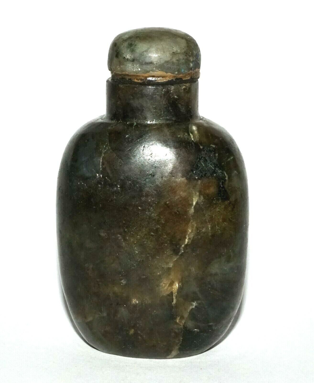 Vintage Chinese Labradorite Snuff Bottle w. Matching Stopper (LeS) G4