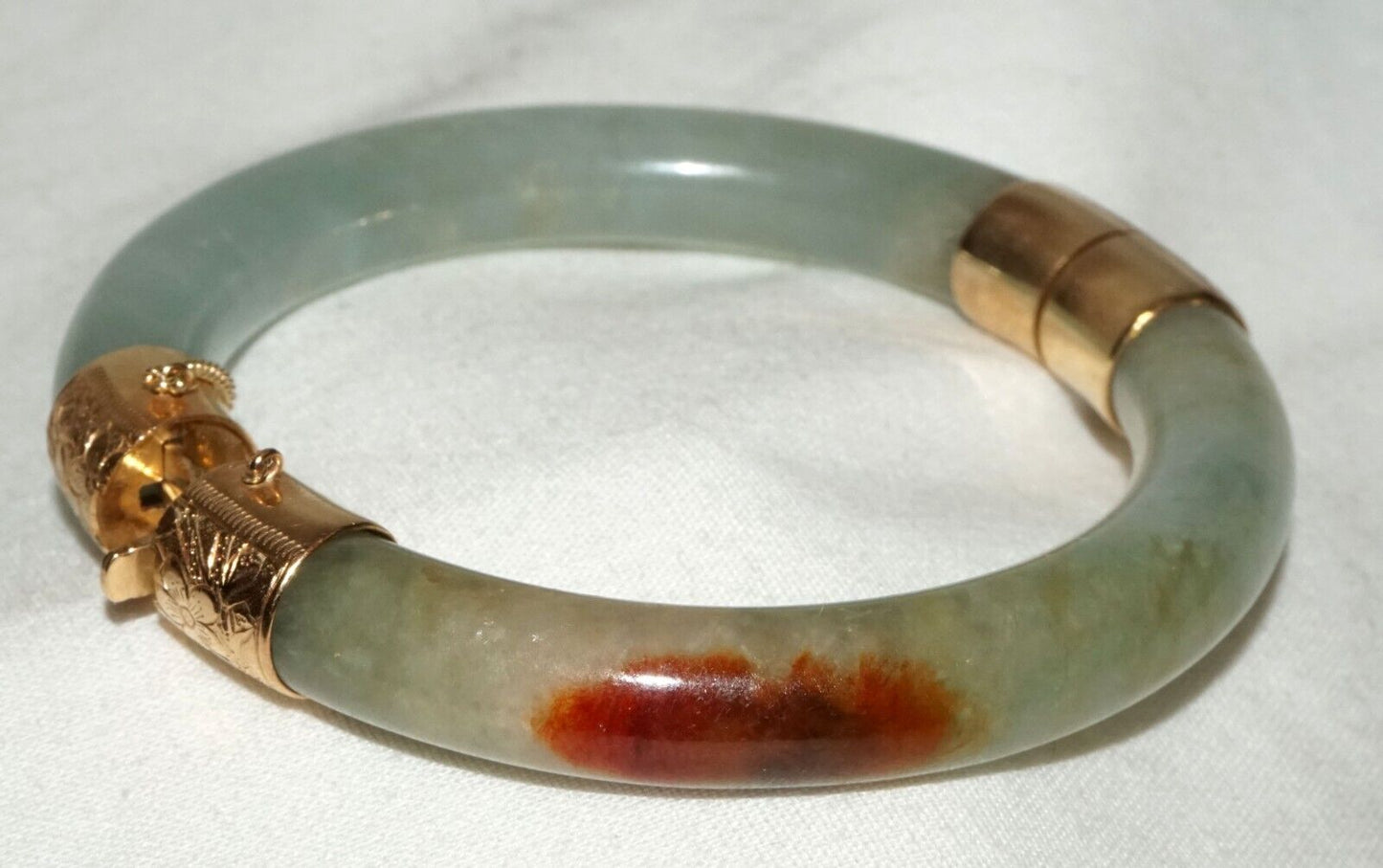 Vintage Chinese 14k Yellow Gold Hinged Bangle Bracelet by Ming's (KoM)