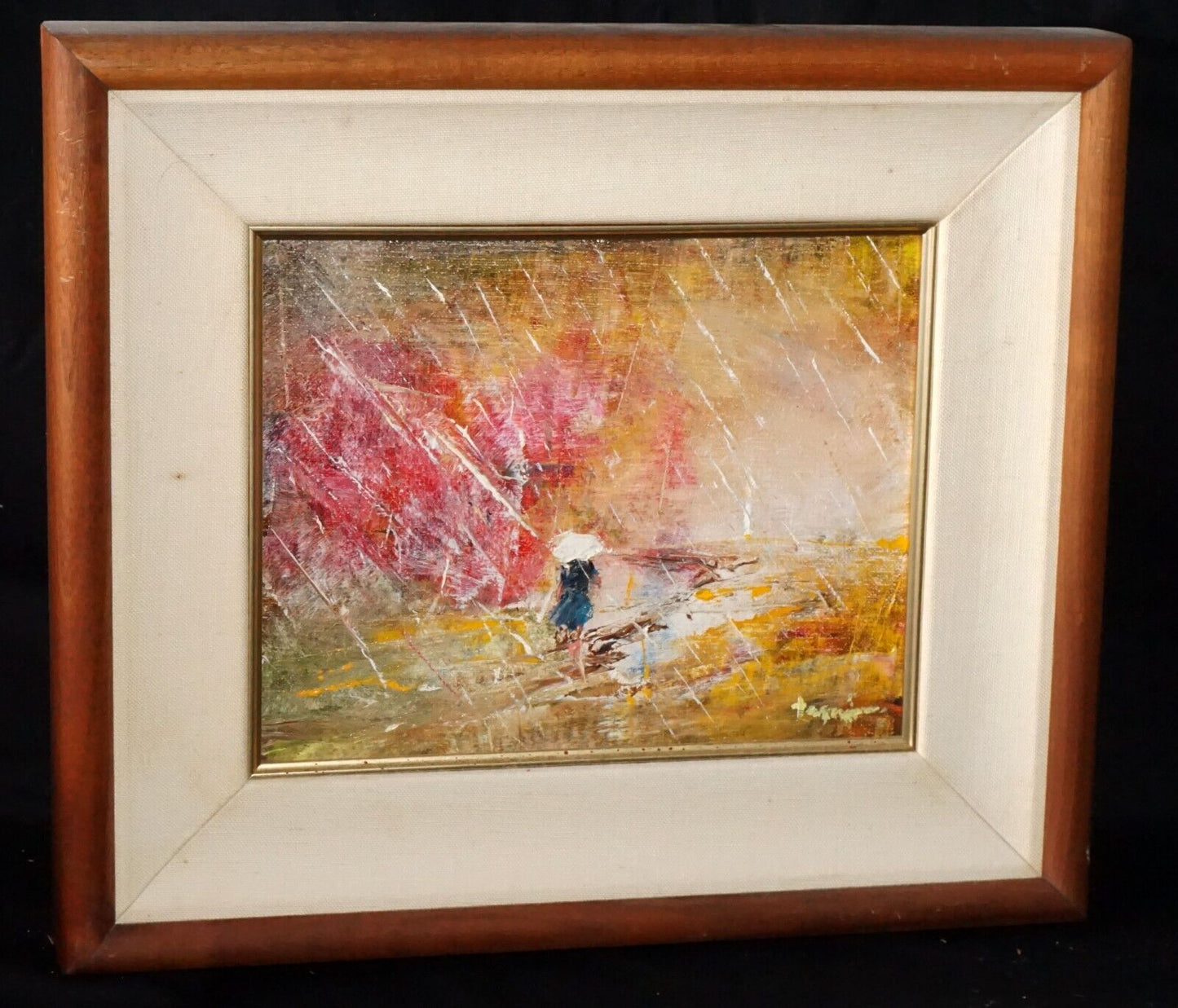 1980s Hawaii Koa Framed Oil Painting "Sunshine & Rain"by Hiroshi Tagami (McA)