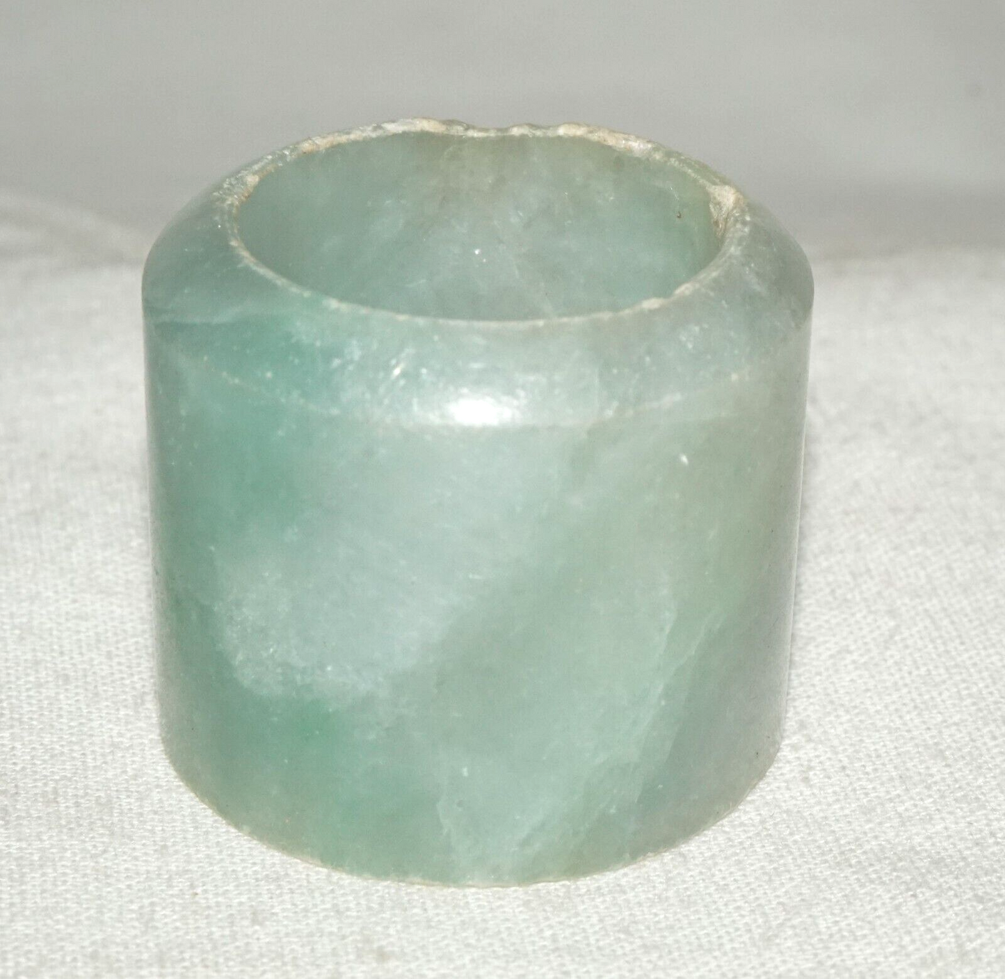 Antique Chinese Well Worn Blue Green Jadeite Jade Archers Ring Sz.12.25 (Les)L21