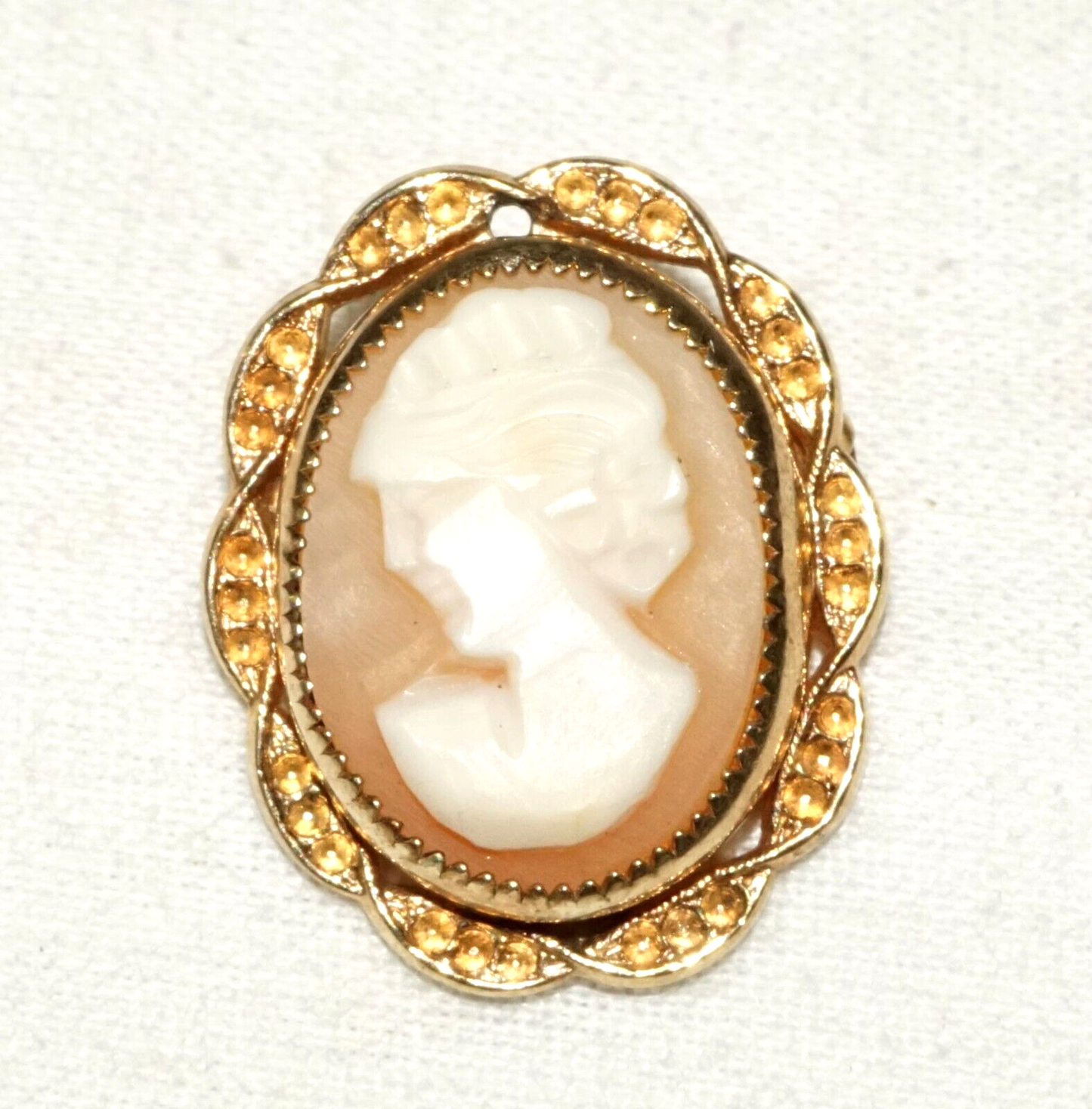 Vintage Gold Plated Shell Cameo w. Woman's Bust Motif (GoB) #10