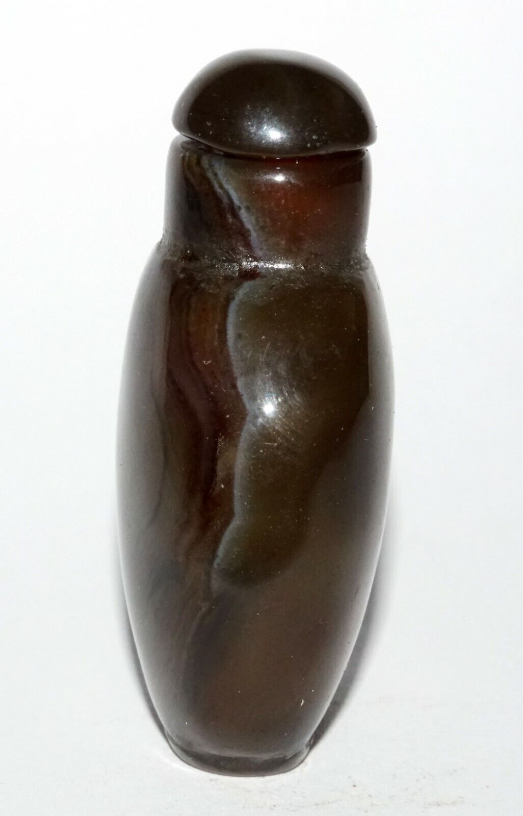 Vintage Chinese Dark Agate Snuff Bottle w. Matching Stopper (LeS) G1