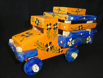 1980's Haitian Wooden Hand Painted Tap Tap Folk Art Vehicle Sculpture (Stea) 1st