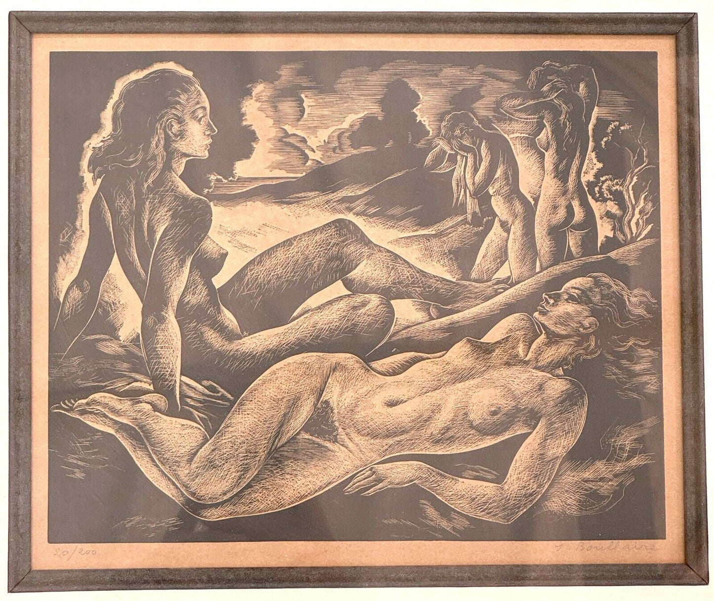 Vintage French Engraving ‘On the Banks of Dreams’ Jacques Boullaire 20/200 (KuK)