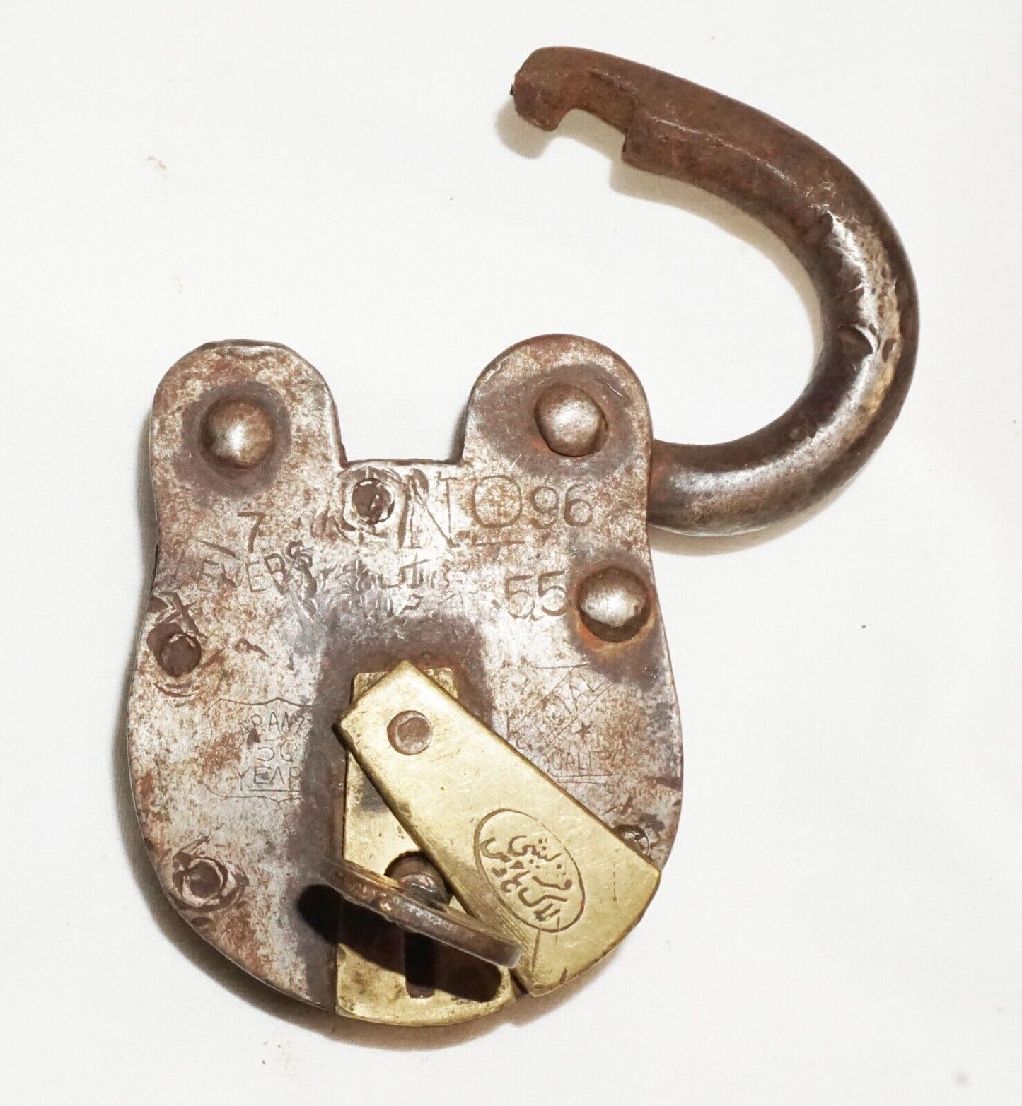 Antique Persian Brass Padlock with Key - working (ChT)