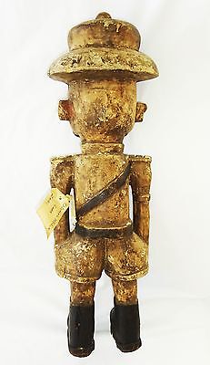 19CT African Zaire Luba Tribe Carving Colonial Officer Sculpture 23.5" (Eic)