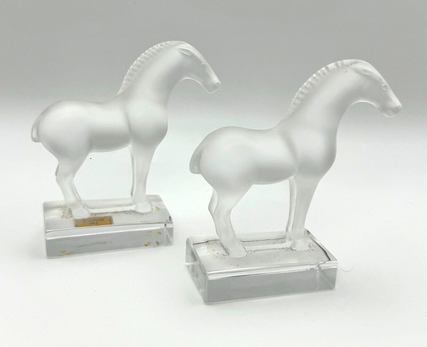 Set of 2 Vintage French Lalique Frosted Tang Horse Figurines (TuC)