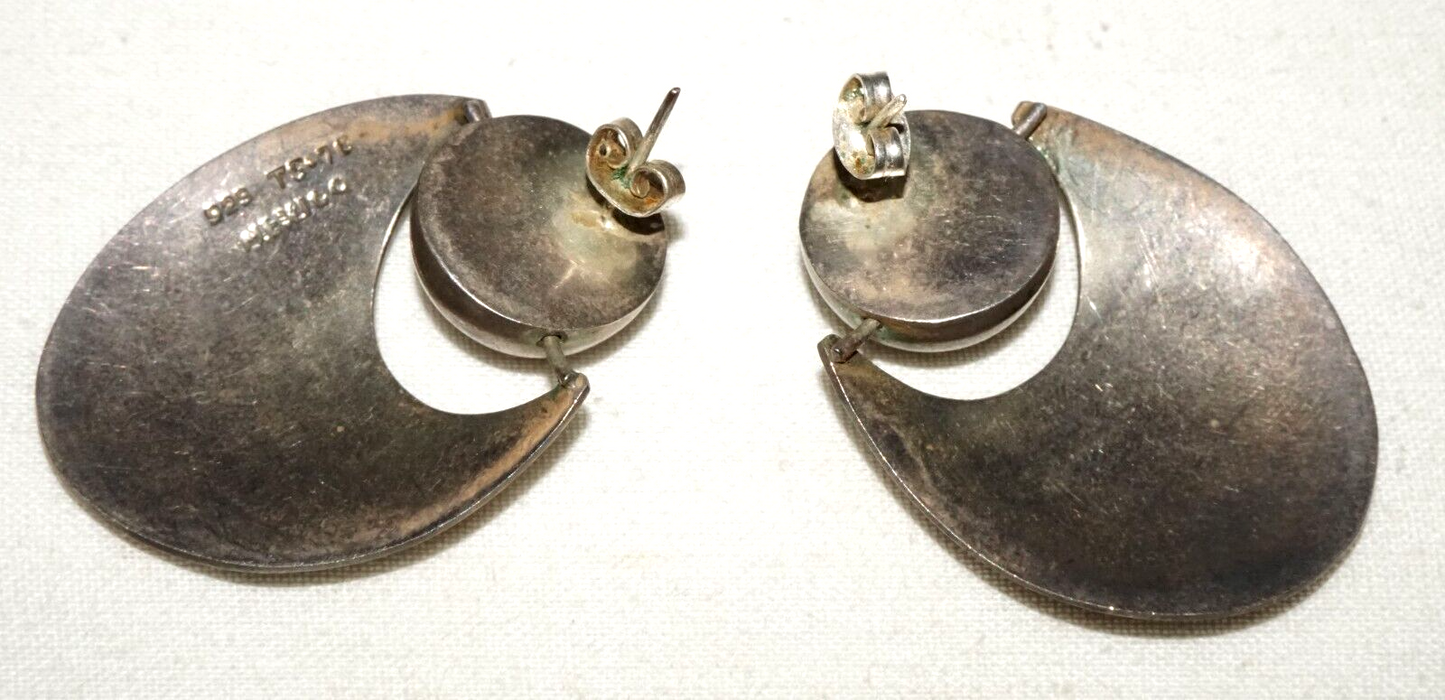 Vintage Mexican Sterling Silver Modernist Style Dangle Earrings (KiL)