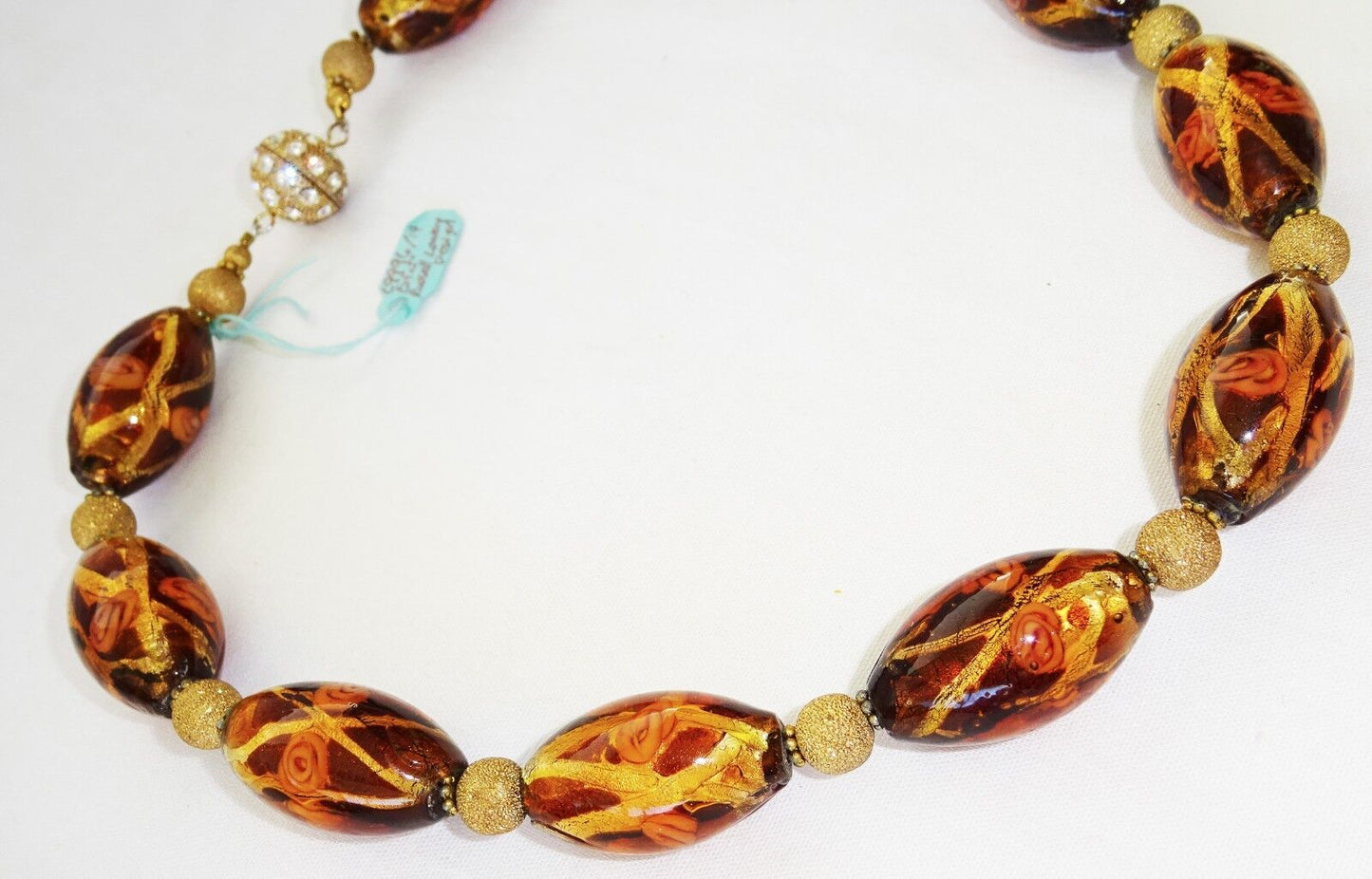 Vintage Hawaii Amber Color Glass Bead Necklace Designed by Russell Lowrey (Wel)
