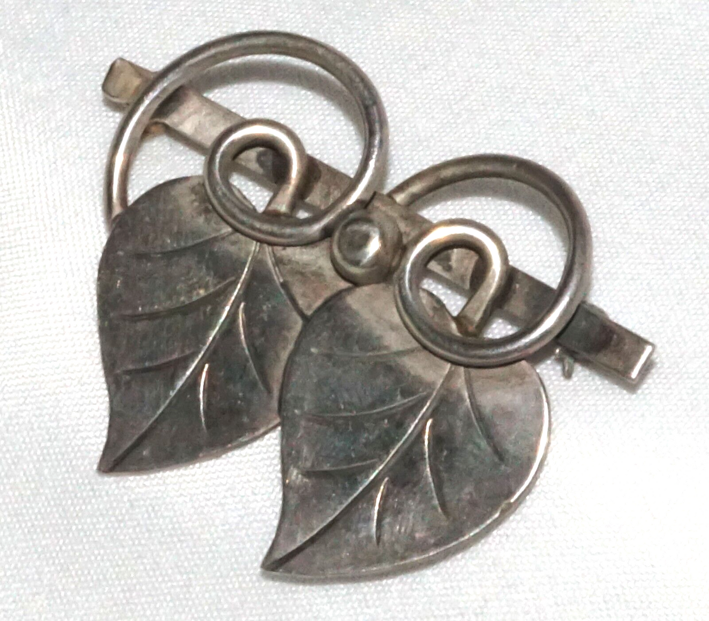 Vtg. Georg Jensen USA La Paglia Sterling Silver Double Leaf Brooch Pin (QuC) 24