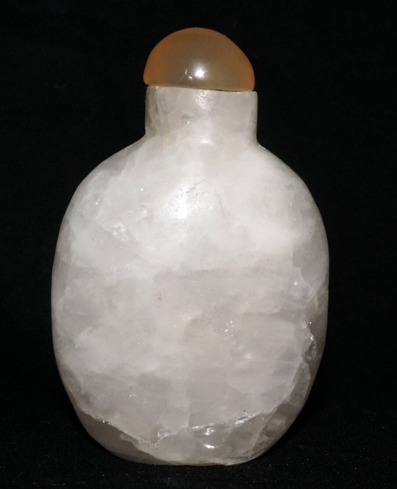 Vintage Chinese Heavily Included White Quartz Carved Snuff Bottle (LeS) G11