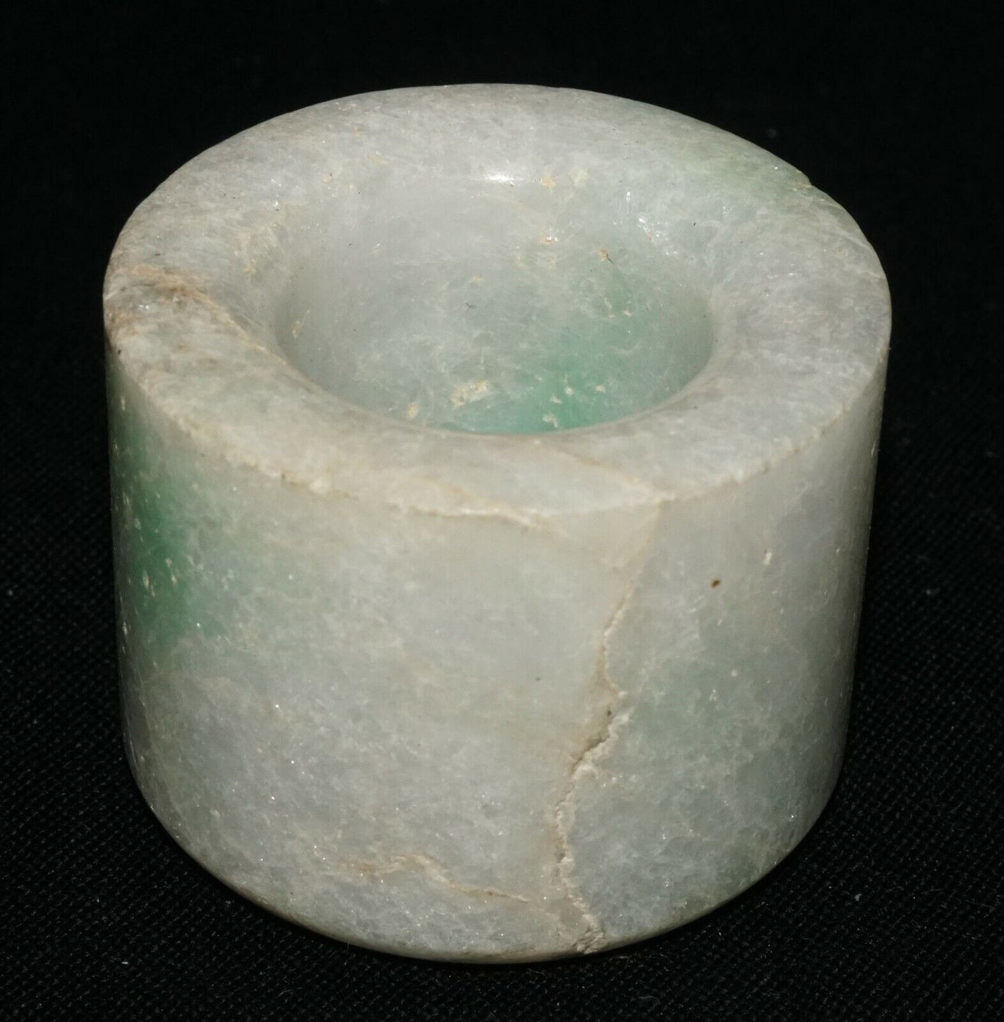 Vintage Chinese Jadeite Jade Archer Ring Sz.11 w. Green Markings (LeS)G2