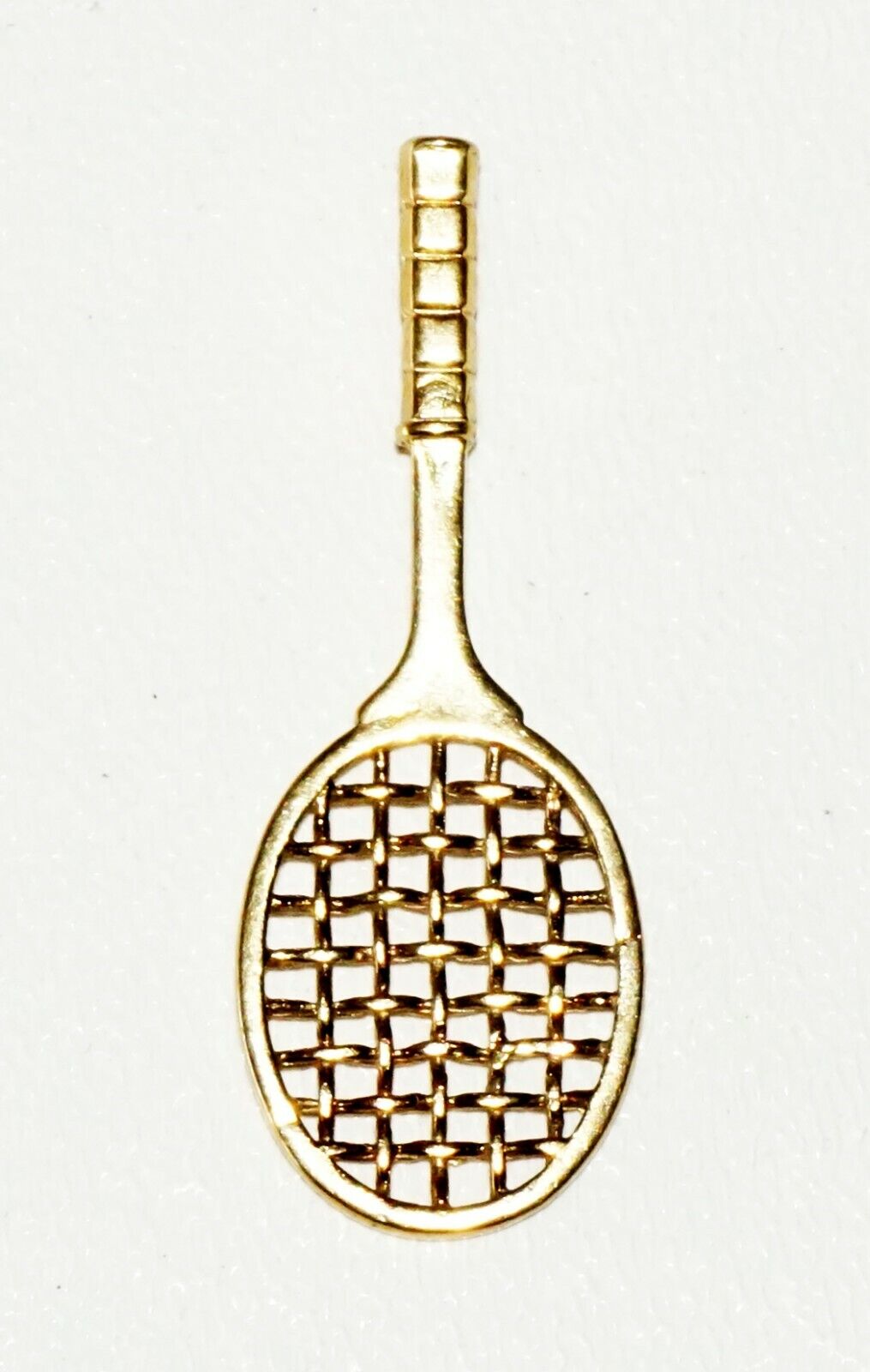 Vintage 14K Yellow Gold Tennis Racket Motif Pendant Charm (TaE)#77