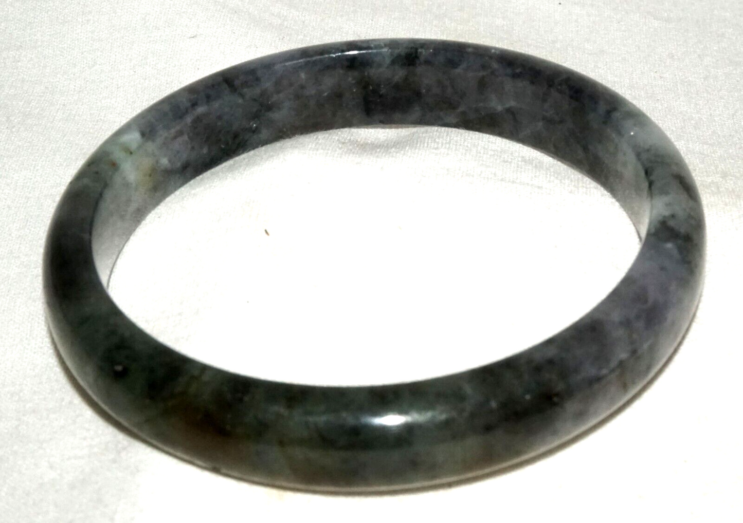 Vintage Chinese Grey & Dark Green Jadeite Jade Bangle Bracelet (InS)#L3