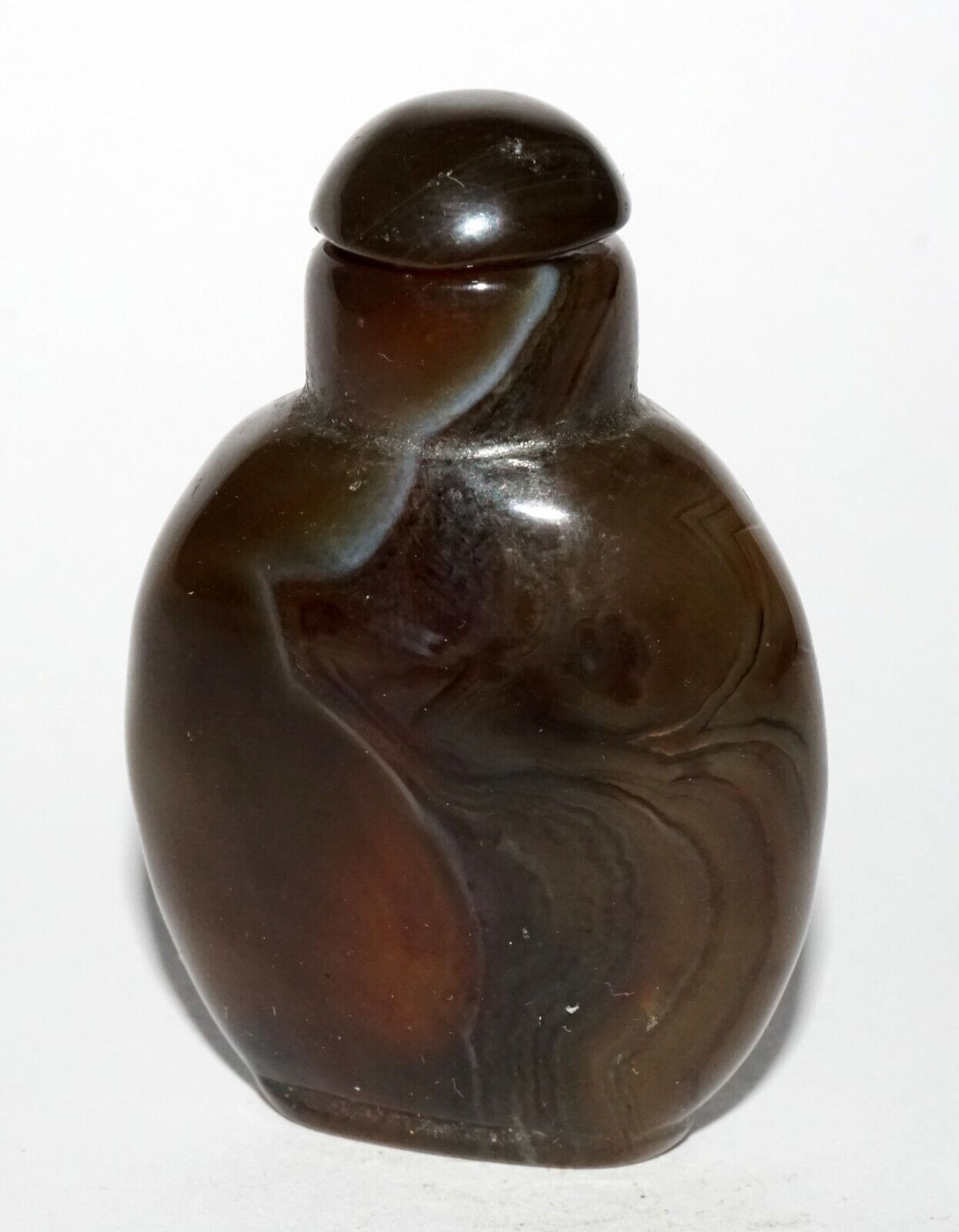 Vintage Chinese Dark Agate Snuff Bottle w. Matching Stopper (LeS) G1