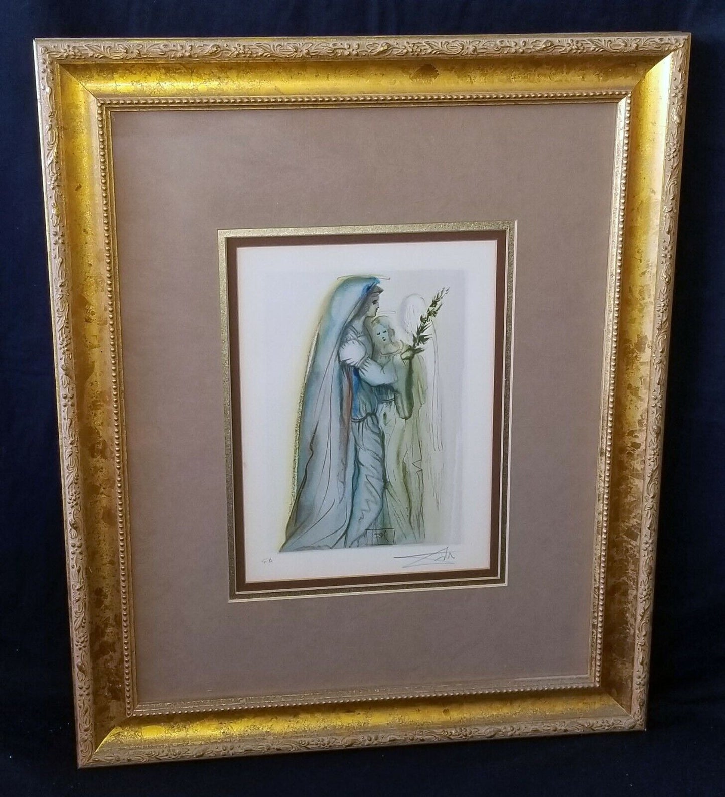 '60 Spanish Framed Color Print EA "Canto 32 Final Prayer" by Salvador Dali (WiR)