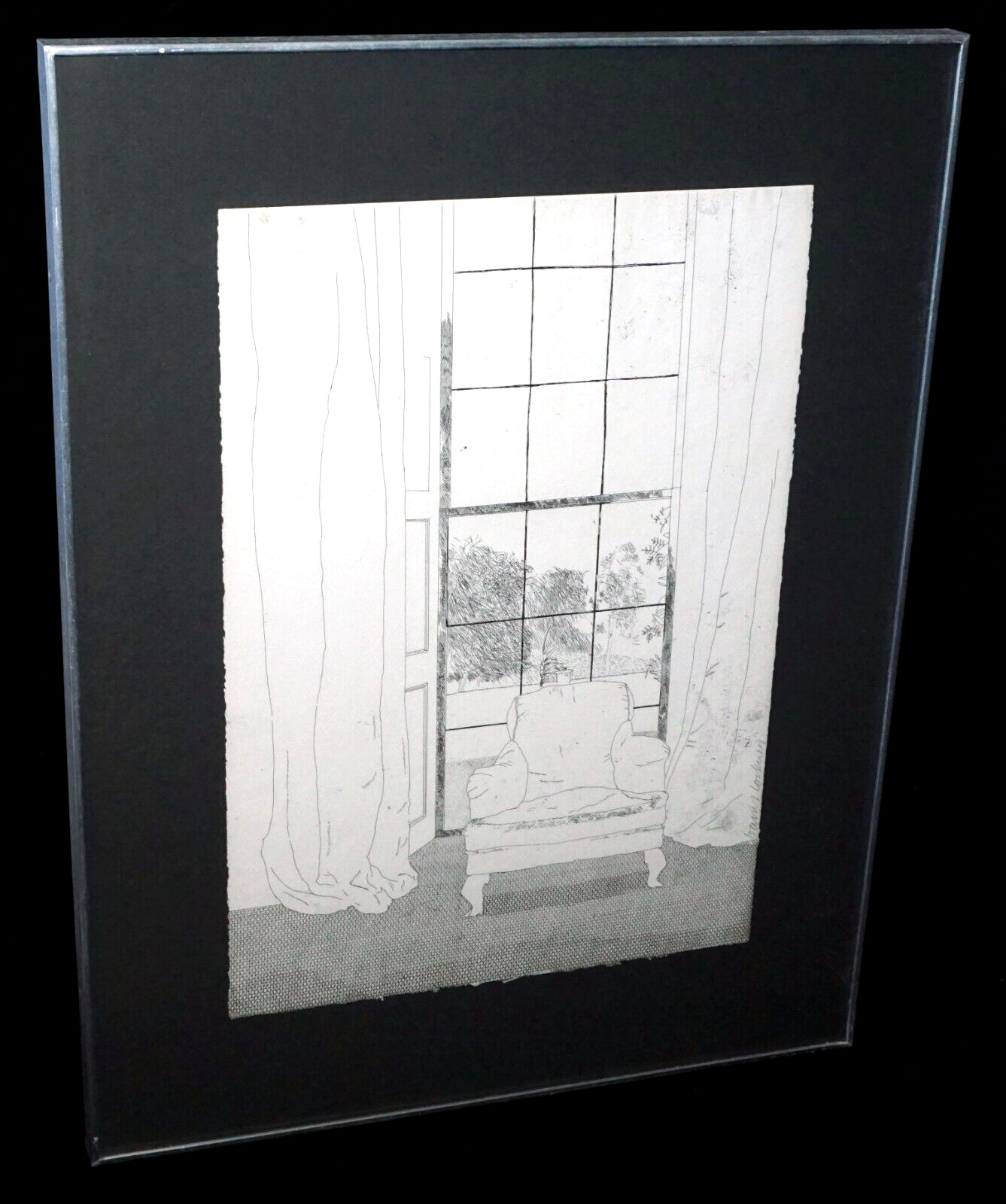 1969 UK Framed Original Etching Print "Home" signed David Hockney (B. 1937)(PaR)