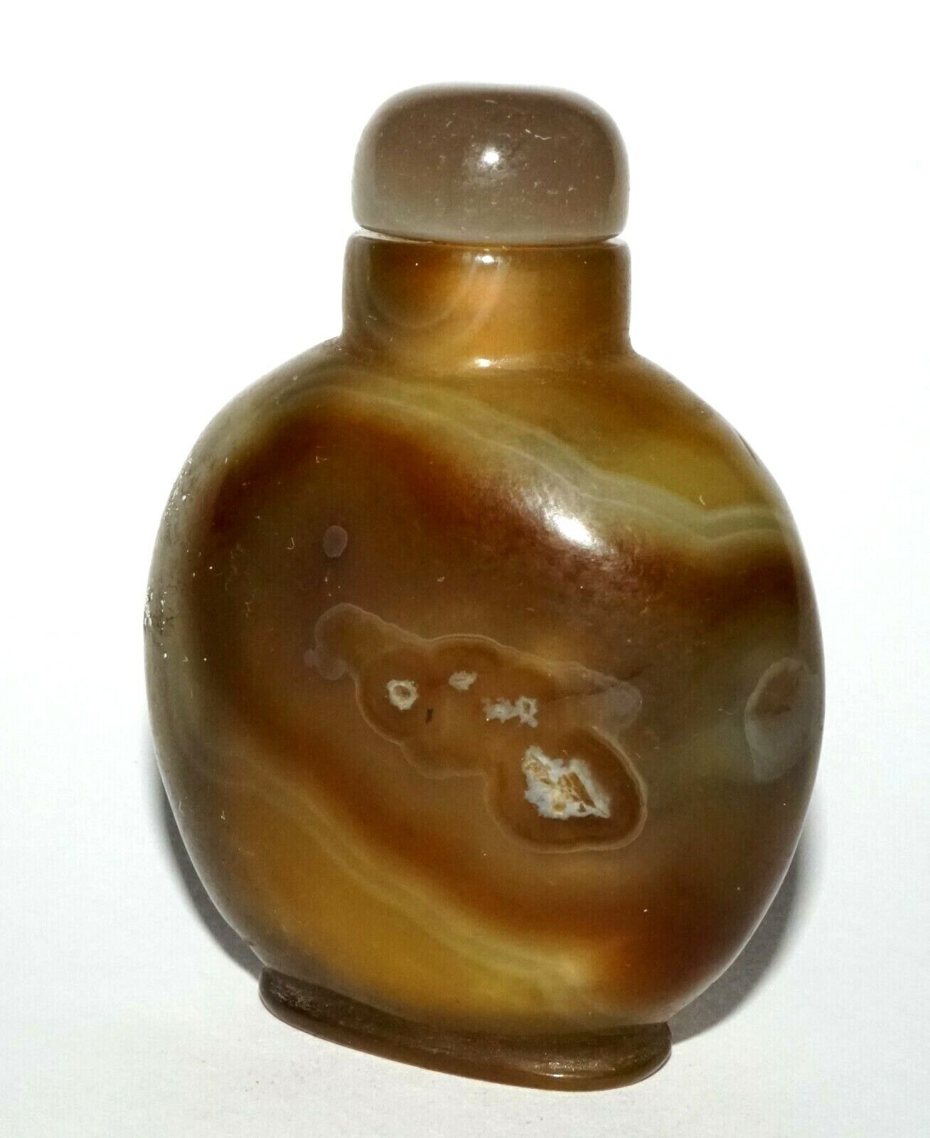 Vintage Chinese Grey Blue Red Agate Snuff Bottle w. Agate Stopper (LeS) G4