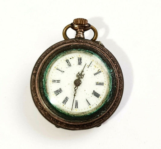 Vintage German Silver Ladies Half Hunter Pocket Watch unknown maker (AHB)