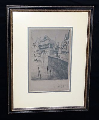 Vintage French Etching "Strasbourg les tanneurs" by illeg. Signed (Tam)