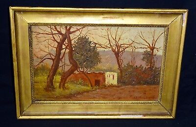 1950s Italian Oil Painting "Adobe Structure" by Antonio Cannata (1895-1960)(Rud)