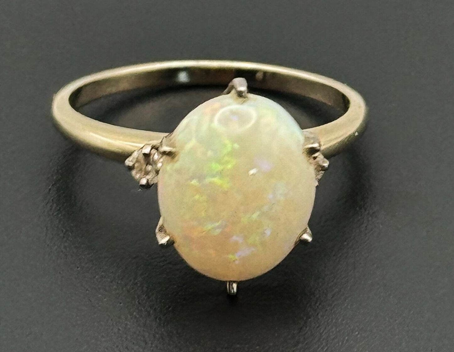 Vintage 14k Champagne Gold Ring w Opal Cabochon Sz.8.25 (NeW)