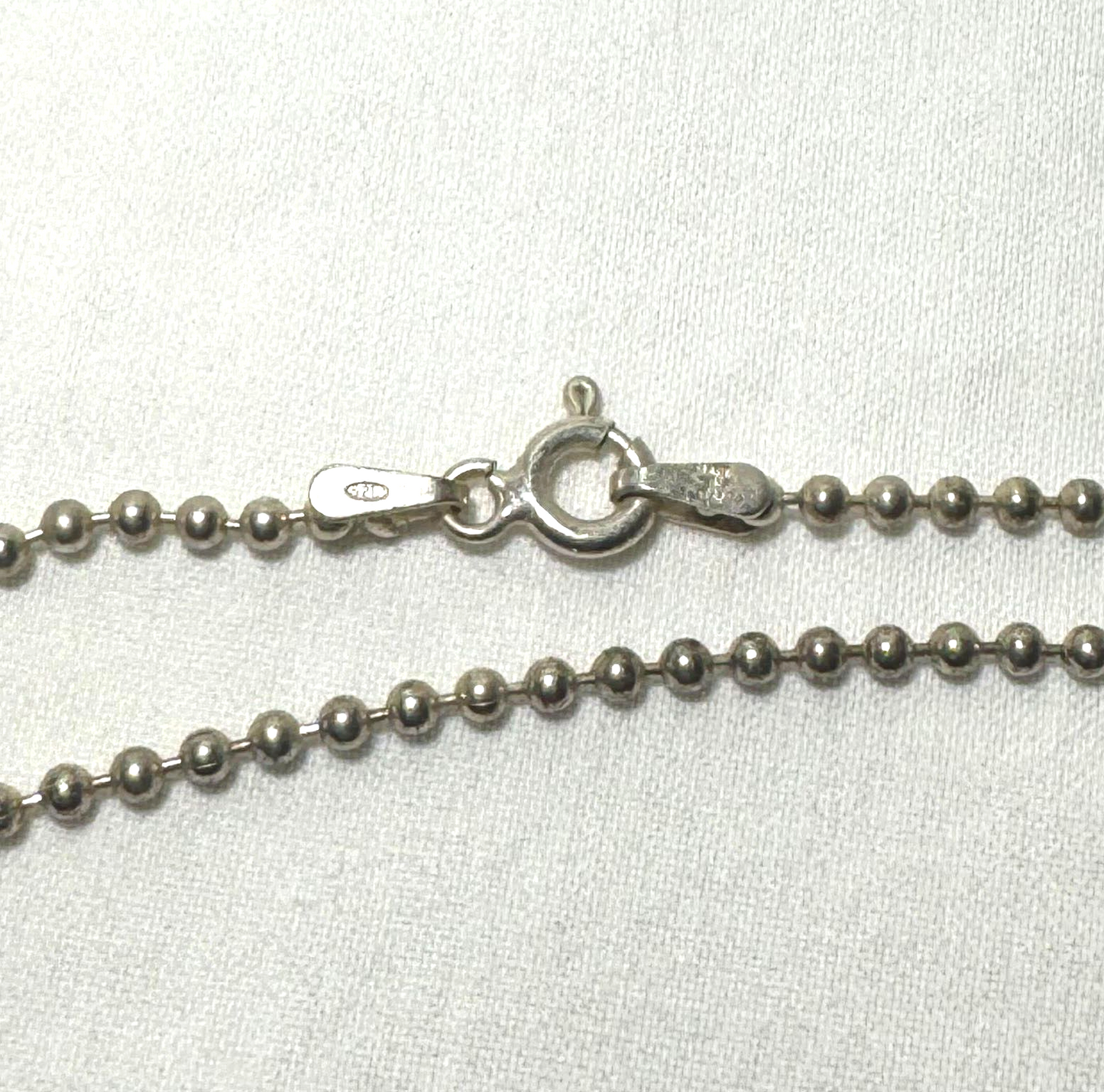 Italian Sterling Silver 925 Bead Necklace 29.5" w Spring Clasp (KiL)24