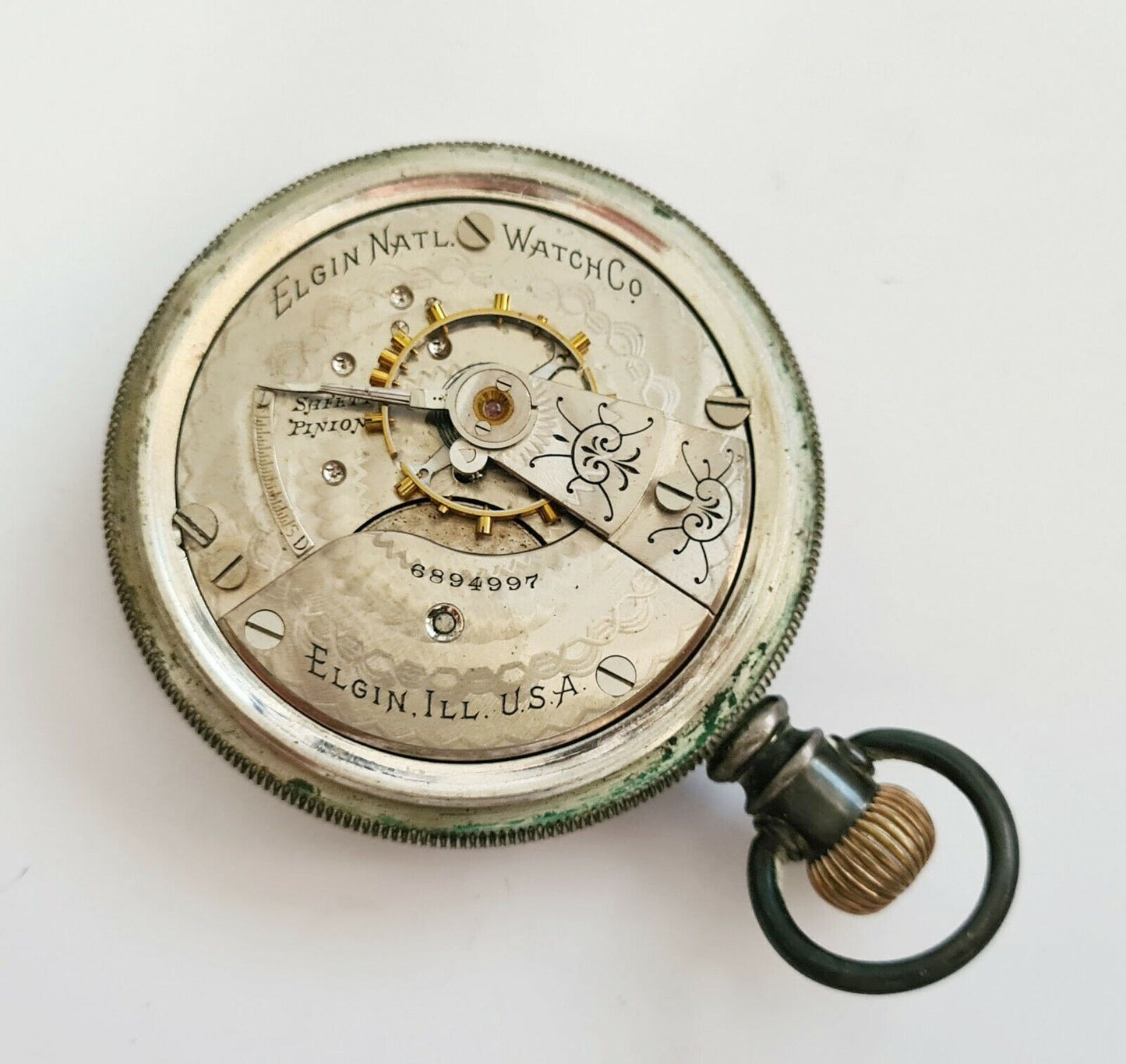 1897 US Silver Plated Open Face Gents Half Hunter Pocket Watch by Elgin (AHB)